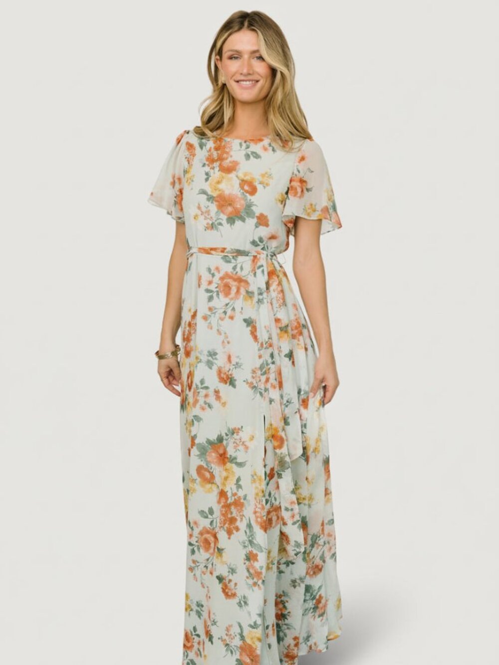 Baltic Born Naomi Short Sleeve Maxi Dress | Sage Floral Size SS